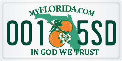 FL license plate 0015SD