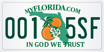 FL license plate 0015SF