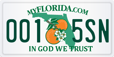 FL license plate 0015SN