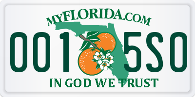 FL license plate 0015SO