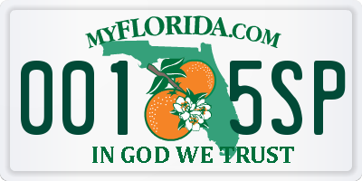 FL license plate 0015SP