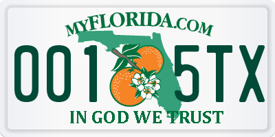 FL license plate 0015TX