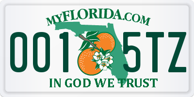 FL license plate 0015TZ