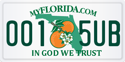 FL license plate 0015UB