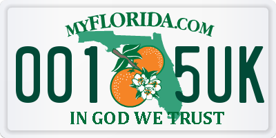 FL license plate 0015UK