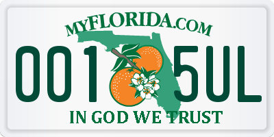 FL license plate 0015UL
