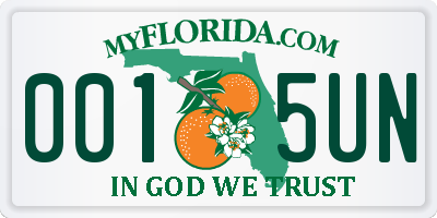 FL license plate 0015UN