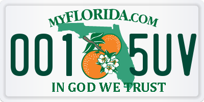 FL license plate 0015UV