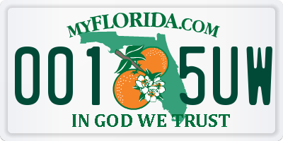 FL license plate 0015UW