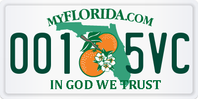 FL license plate 0015VC