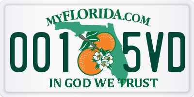 FL license plate 0015VD