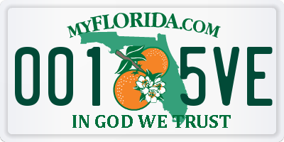 FL license plate 0015VE