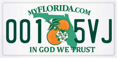 FL license plate 0015VJ
