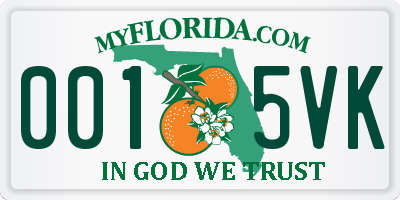 FL license plate 0015VK