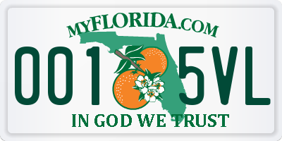 FL license plate 0015VL