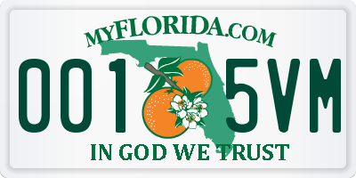 FL license plate 0015VM
