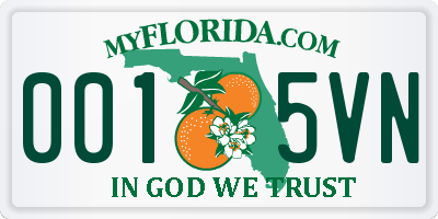 FL license plate 0015VN