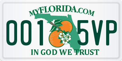 FL license plate 0015VP