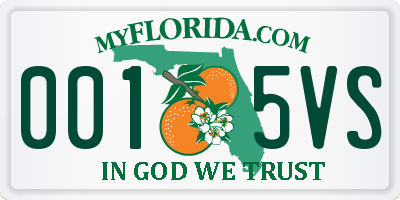 FL license plate 0015VS