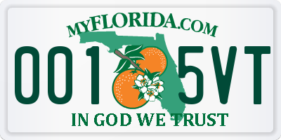 FL license plate 0015VT