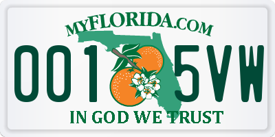 FL license plate 0015VW