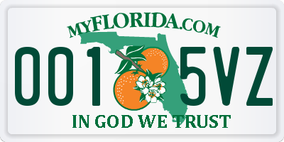 FL license plate 0015VZ
