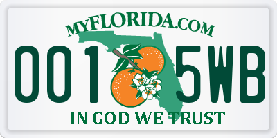 FL license plate 0015WB