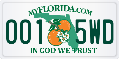 FL license plate 0015WD