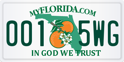 FL license plate 0015WG