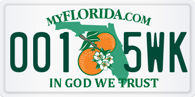 FL license plate 0015WK
