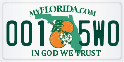FL license plate 0015WO