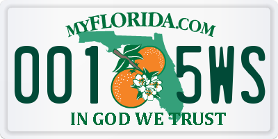 FL license plate 0015WS