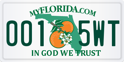 FL license plate 0015WT