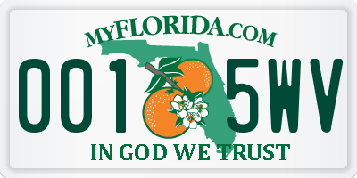 FL license plate 0015WV