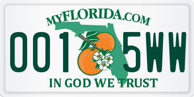 FL license plate 0015WW