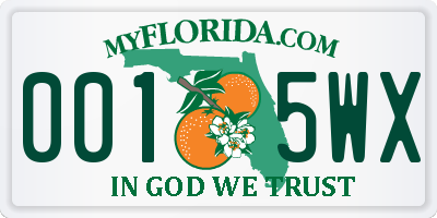 FL license plate 0015WX