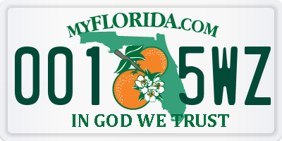 FL license plate 0015WZ