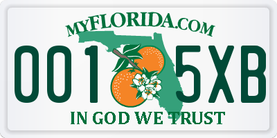 FL license plate 0015XB