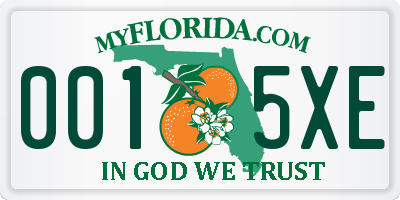 FL license plate 0015XE