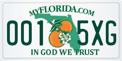 FL license plate 0015XG