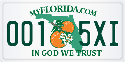FL license plate 0015XI
