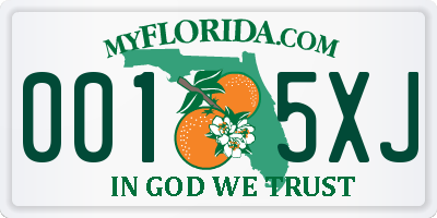 FL license plate 0015XJ
