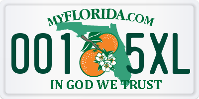 FL license plate 0015XL