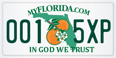 FL license plate 0015XP