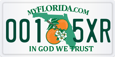FL license plate 0015XR