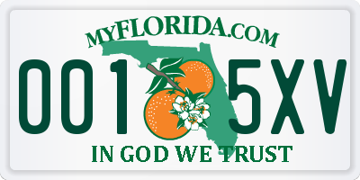 FL license plate 0015XV