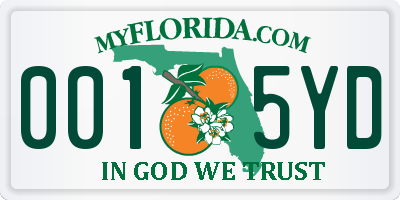 FL license plate 0015YD