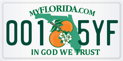 FL license plate 0015YF