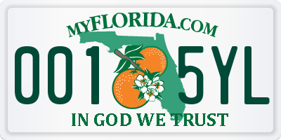 FL license plate 0015YL