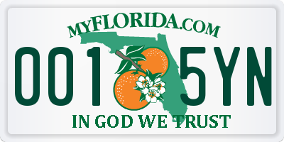 FL license plate 0015YN